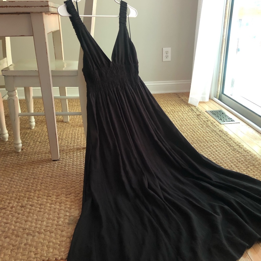 New: Abercrombie & Fitch Scrunch Strap Linen Blend Midi Maxi Dress. Size Small - Picture 4 of 13